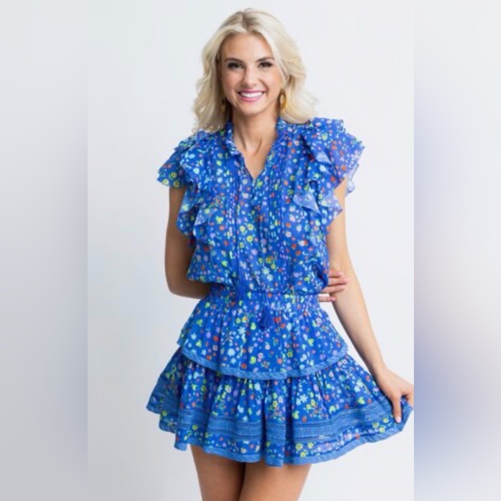 KARLIE Summer Fruit Tiered Mini Skirt and Ruffle Top - S